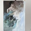Blue - obraz do sypialni 100x70 nad łóżko w pastelowych błękitach i turkusie