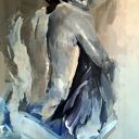Lovers 100x70 - obraz miłość zmysłowy do sypialni w neutralnych pastelach