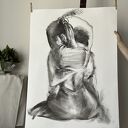 Lovers 100x70 - autorski rysunek węglem, który ociepla wnętrze