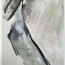 Chusta - kobiecy obraz do sypialni Louka 40x86 cm (inkografia akryl i pastele)