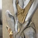 „Mimozami” - autorski obraz kobiety 60x120 cm