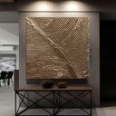 Bardzo duży obraz na płótnie ze złotą strukturą 120x120cm