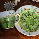 Porcelanowa filiżanka ręcznie malowana "Łąka"