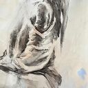 Lady - duży obraz kobieta 100x70 cm (węgiel, akryl, pastele)