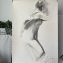 Duży obraz „Kobieta” w technice węgla 100x70 cm - Louka