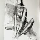 Lady 100x70 - kobiecy szkic węglem do salonu i sypialni