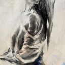 Lady - duży obraz kobieta 100x70 cm (węgiel, akryl, pastele)