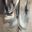 Lovers - obraz 60x120 do sypialni i nad łóżko (inkografia Louka)