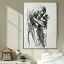 Obraz „Z Tobą” 100x70 cm - rysunek węglem do oprawy pod szkło lub plexi