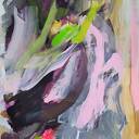 Obrerżyna i zieleń 56x82 - abstrakcyjny obraz akryl na papierze