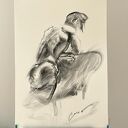 Szkic mężczyzny z węgla 100x70 cm - czarno-biała grafika do domu