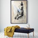 Blue 100x70 - obraz kobieca grafika w niebieskiej tonacji do salonu i sypialni
