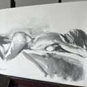 Akt 100x70 cm - szkic węglem na papierze