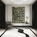 Duży obraz strukturalny 100x150 cm - metaliczna rzeźba brudne srebro do salonu