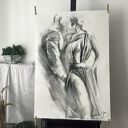 Lovers - obraz 100x70 z rysunkiem węglem
