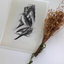 Miłość - szkic węglem: zmysłowa grafika kochanków (fine art giclee)
