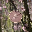 Sakura - haftowana wiśnia japońska na naturalnym lnie
