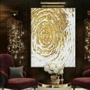 Obraz strukturalny złoto biały GOLDEN FLAKES 80x120cm