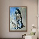 Blue Dress 120x80 - obraz kobiety w niebieskim stylu, inkografia Louka