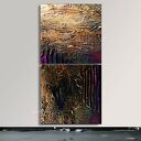 Duży obraz strukturalny metaliczny dyptyk „Śliwka w złocie” 2 szt. 120 x 120 cm
