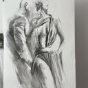 Lovers - obraz 100x70 z rysunkiem węglem