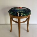 Taboret tapicerowany Thonet B302/46 - odnowiony welur i gięte drewno