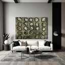 Duży obraz strukturalny 100x150 cm - metaliczna rzeźba brudne srebro do salonu