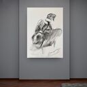 Szkic mężczyzny z węgla 100x70 cm - czarno-biała grafika do domu