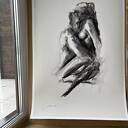 Lovers - czarno-biała grafika kochanków 100x70 cm