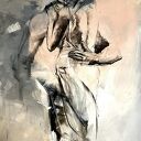 Rose - duży obraz 100x70 (inkografia fine art) - kobieta i mężczyzna do sypialni
