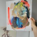 Abstrakcja Multicolor 36x43 cm - akryl na papierze 300 g, sygnowana