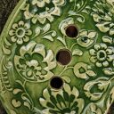 Mydelniczka Łowicka Zielona - ceramiczna mydelniczka w kwiaty Enio Art