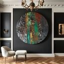 SILVERRA - okrągły obraz strukturalny 80 cm do salonu