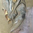 „Mimozami” - autorski obraz kobiety 60x120 cm