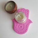 Podstawka pod kadzidło i świecę ręka Hamsa - dekoracja handmade z gipsu polimerowego