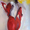 W Malinowej - duży obraz kobiety 100x70