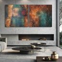 Obrazy do salonu wielkoformatowe 2 szt 100x100 cm - autorski zestaw strukturalny