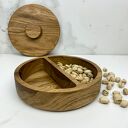 Drewniana duża miska na przekąski z przykrywką 20 cm