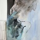 Blue - obraz do sypialni 100x70 nad łóżko w pastelowych błękitach i turkusie