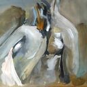 Plakat Lovers 40x60 - szkic kochankowie w stylu Louka