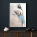 Baby Blue 100x70 - autorski rysunek kobiety w błękitach i turkusie do sypialni