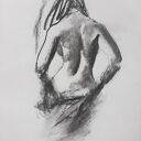 Rysunek Woman 60x45 - czarno-biały obraz do sypialni z węgla