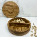 Drewniana duża miska na przekąski z przykrywką 20 cm