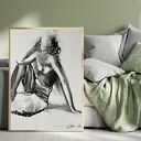 Lady 53x70 - duży obraz kobiety w technice węgla (53x70)