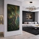 Efektowny duży obraz strukturalny abstrakcyjny płaskorzeźba 80x160 cm