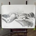 Akt 100x70 cm - szkic węglem na papierze