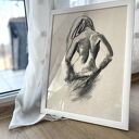Lady 30x40 - obraz z rysunkiem węglem przedstawiający kobiecą postać
