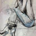 Lawendowa - obraz kobiety 100x70 do sypialni
