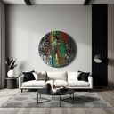 SILVERRA - okrągły obraz strukturalny 80 cm do salonu
