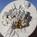 Nowoczesny Strukturalny Obraz do Salonu Płaskorzeźba Piwonia